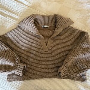 Zara oversized cropped chunky sweater